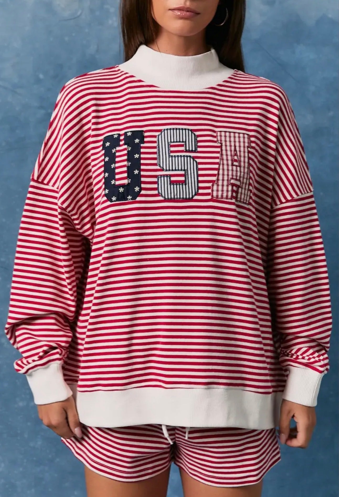 Red, White & Bloom Striped Set