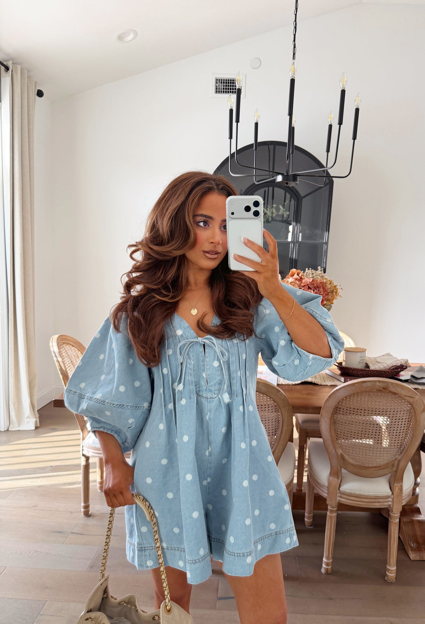 Sweet Polka Dot Denim Romper RESTOCK PRE ORDER MAY