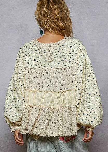Mistletoe Willow Balloon Sleeve Top (Cream) BESTSELLER