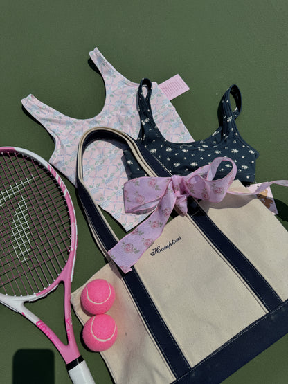 Hamptons Embroidered SHOPYDS EXCLUSIVE Coquette Bow BoatTote Bag