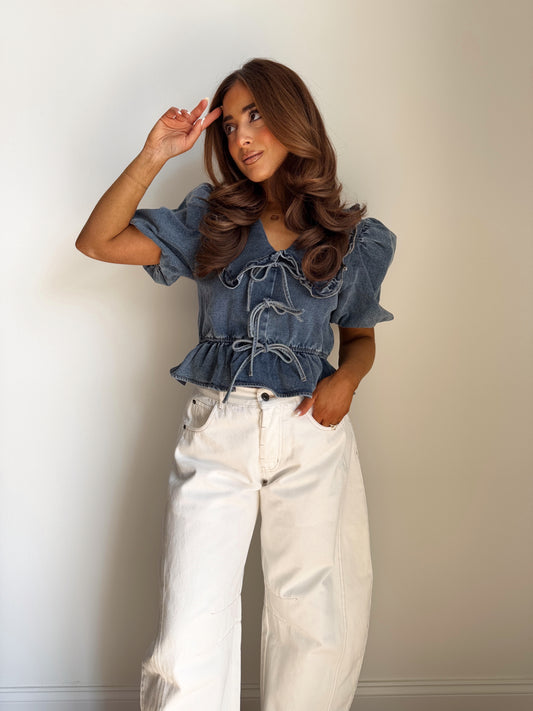 Denim Puff Sleeve Top