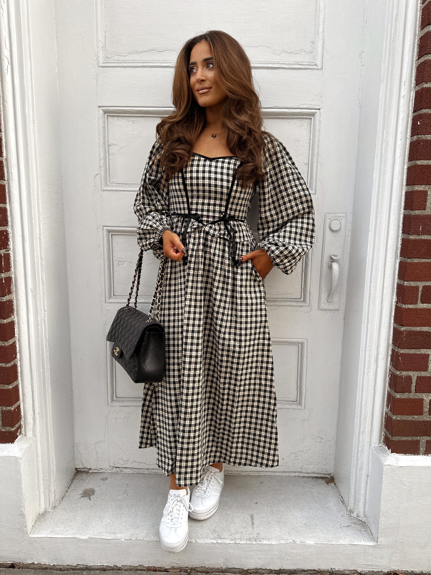 Sweetheart Merry Gingham Midi Dress