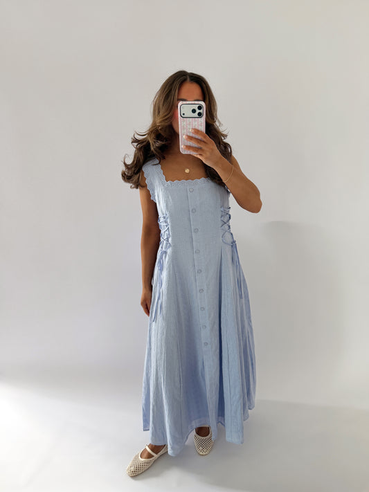 Cottage Charm Midi Dress Blue