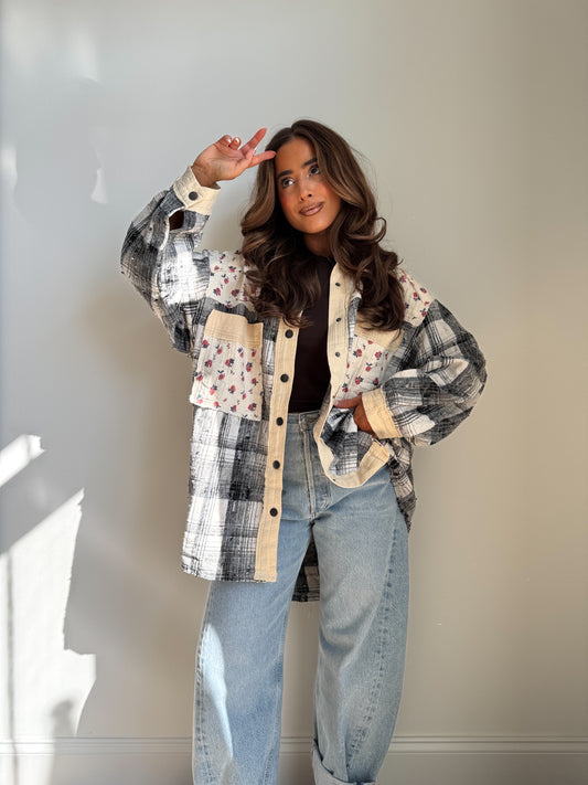 The Stars Hollow Shacket Cream & Black