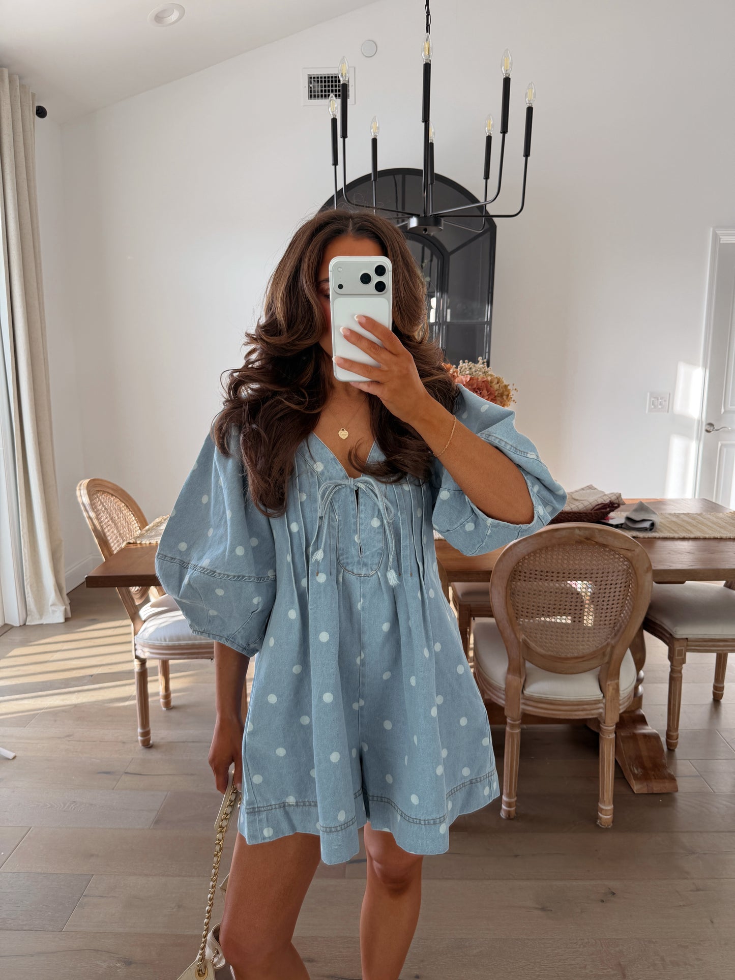 Sweet Polka Dot Denim Romper RESTOCK PRE ORDER MAY