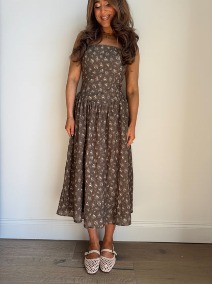 First Kiss In Leaves Midi Dress