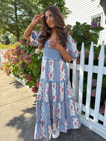 Sweet Bloom Puff Sleeve Midi (blue raspberry)