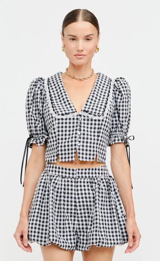 Lucy Gingham Puff Sleeve Top