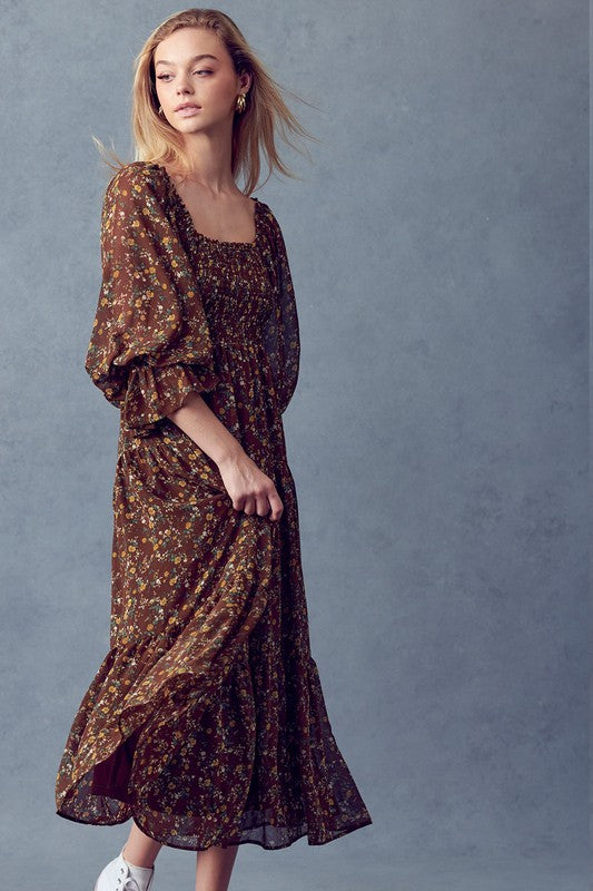 Cocoa Kisses Brown Midi Dress