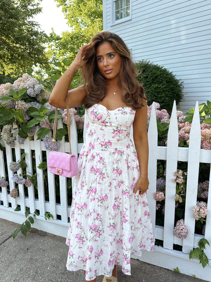 Gardenia Floral Corset Midi