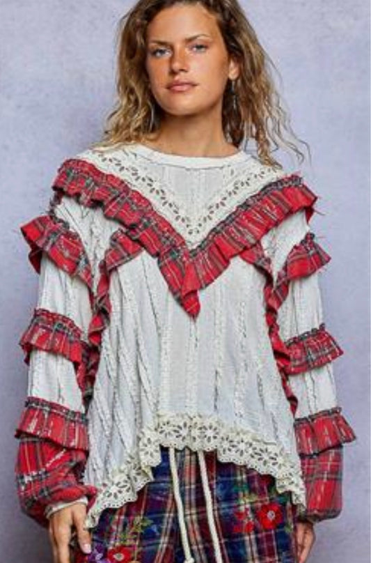 Merry Plaid Ruffled Top (RESTOCK)