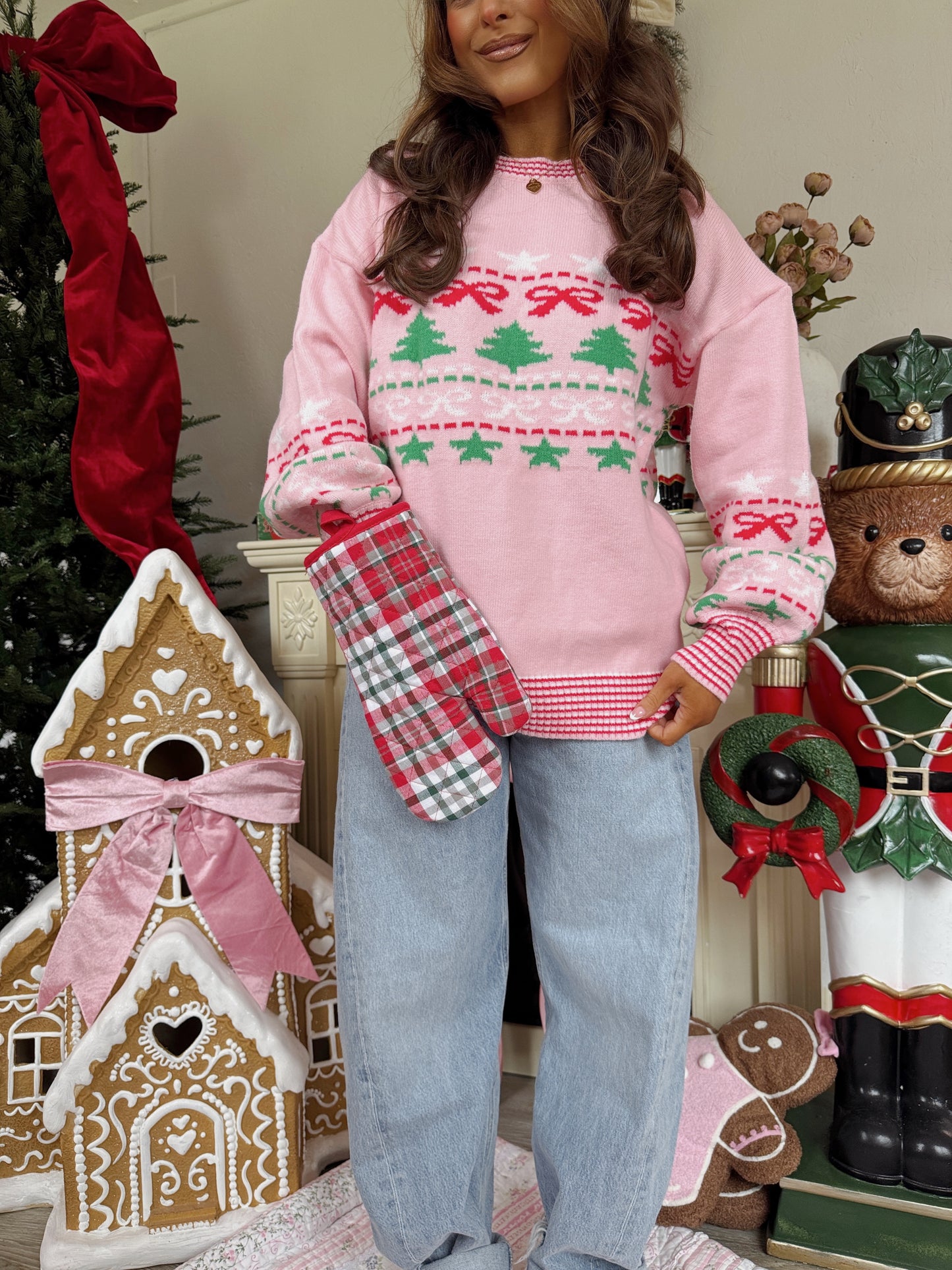 Christmas Tree Farm & Bow Sweater Knit