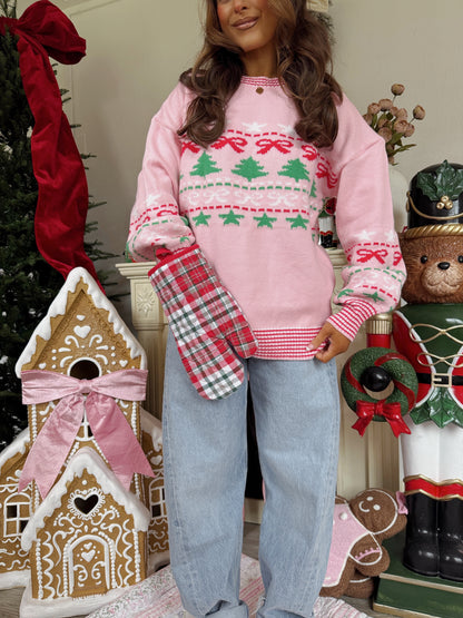 Christmas Tree Farm & Bow Sweater Knit