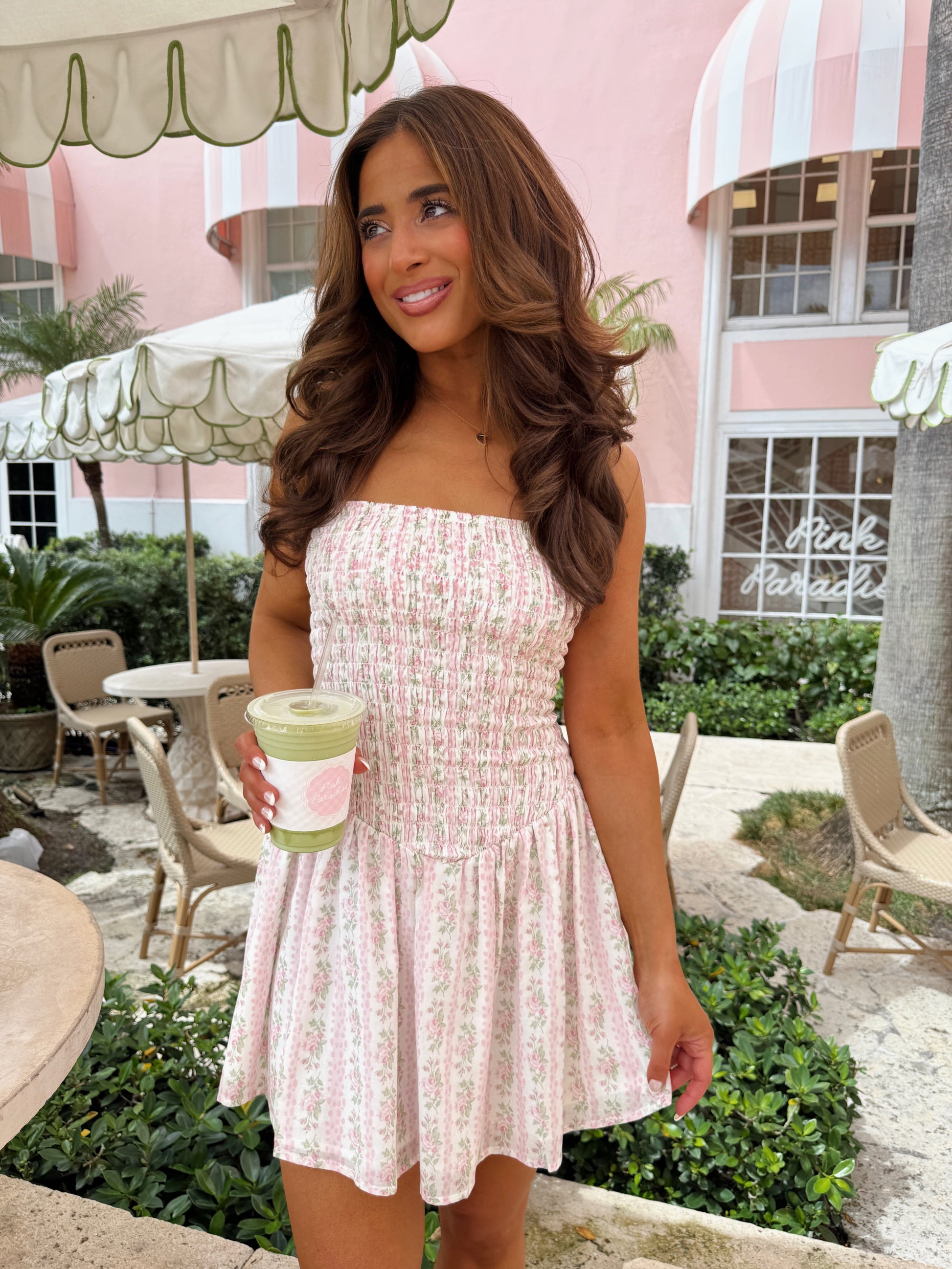 Coquette Smocked Mini Dress (Pink) Coquette Smocked Mini Dress (Pink)