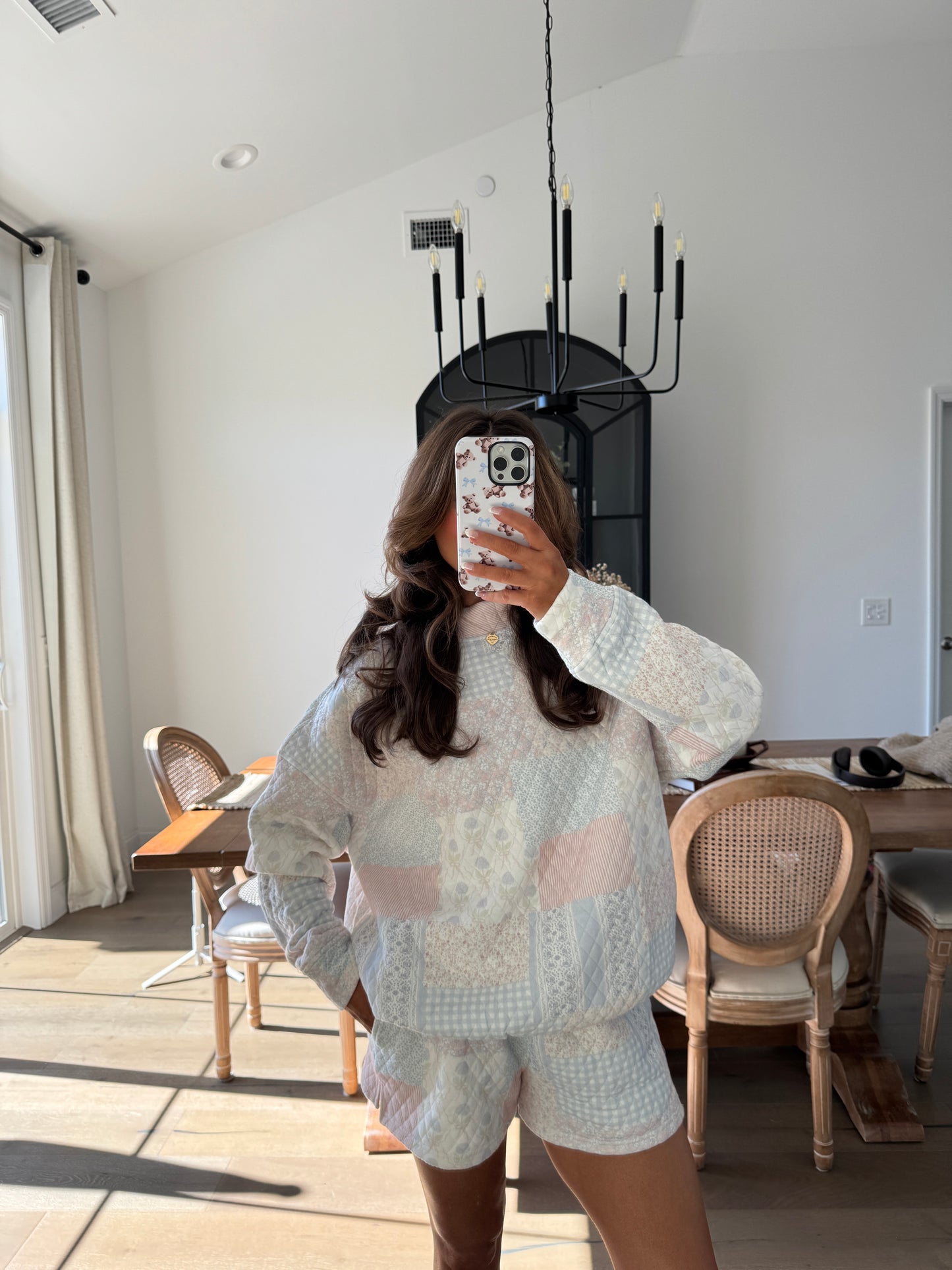 Shades Of Blue Quilted Pastel Mockneck Sweatshirt