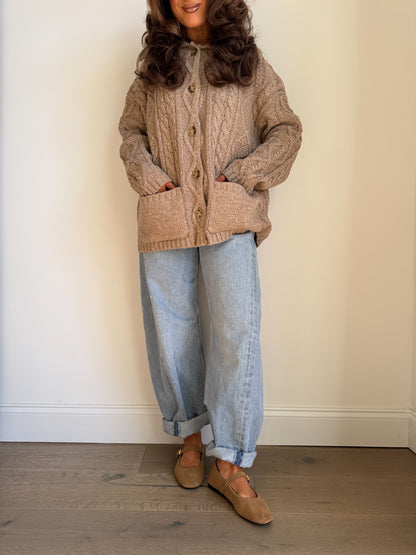 Cozy By The Fire Beige Knit Cardigan