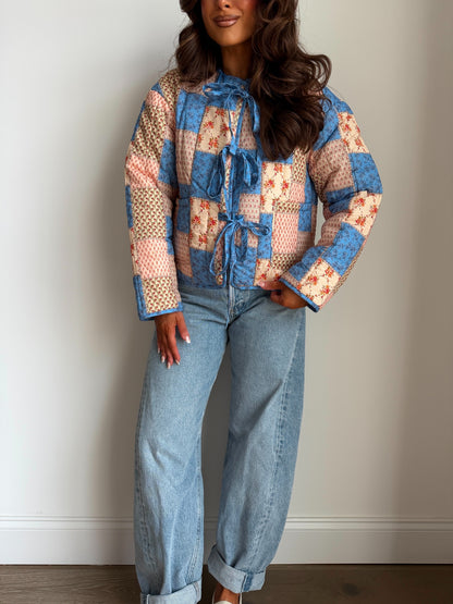 Autumn Florals Quilted Jacket (Sky)