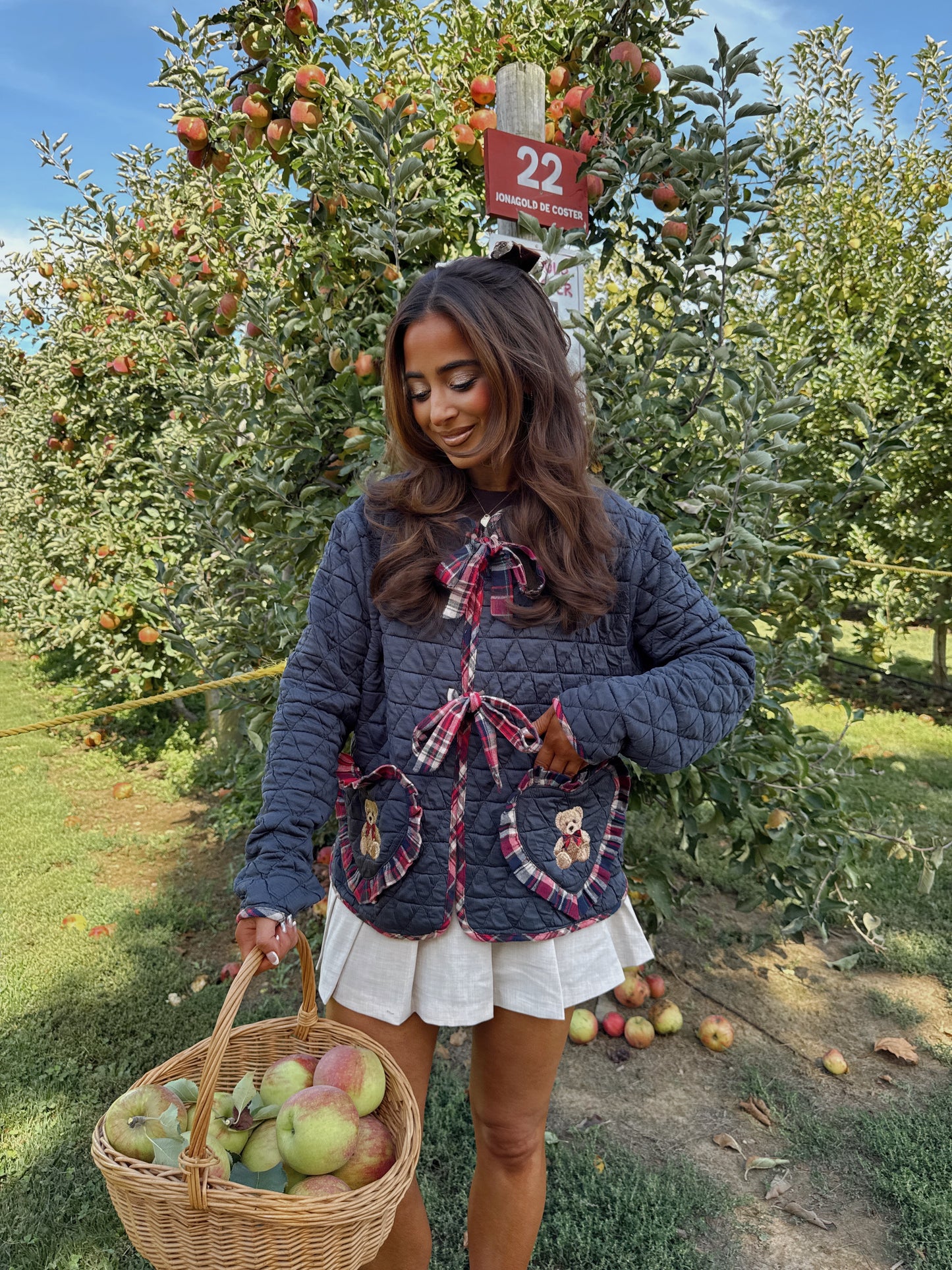 Harvest Teddy Bow Plaid Cardigan