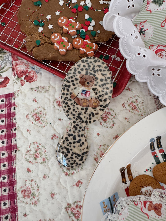 Hand-painted Americana Teddy Handbag Brush | Eco-Friendly