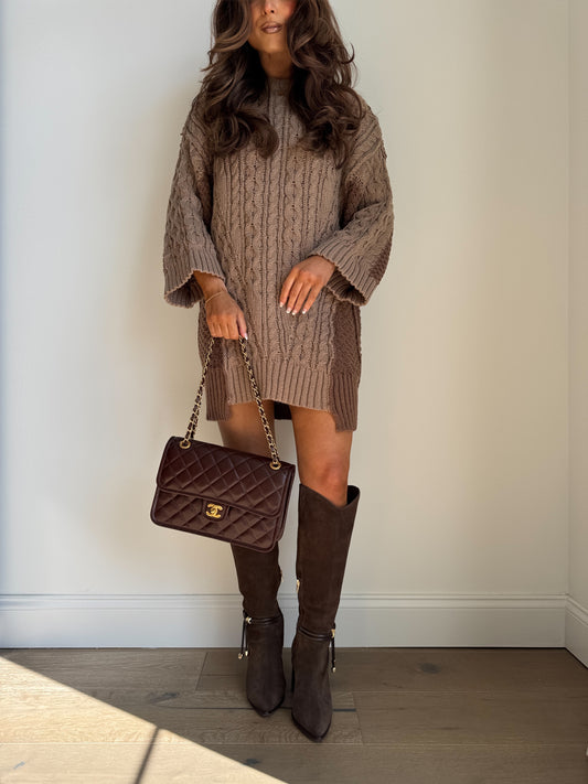 Mocha Chunky Colorblock Sweater Dress (pre-order restock) ships sept 18