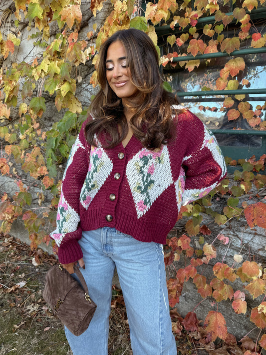 Merlot Chunky Cardigan Knit