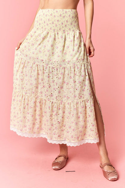 Berry Bloom Smocked Midi Skirt