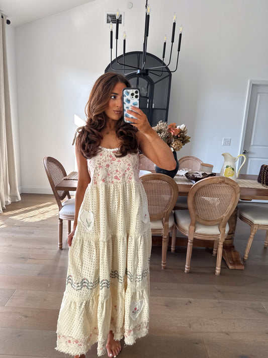 The Belle-Marie Denim Midi Dress (cream)