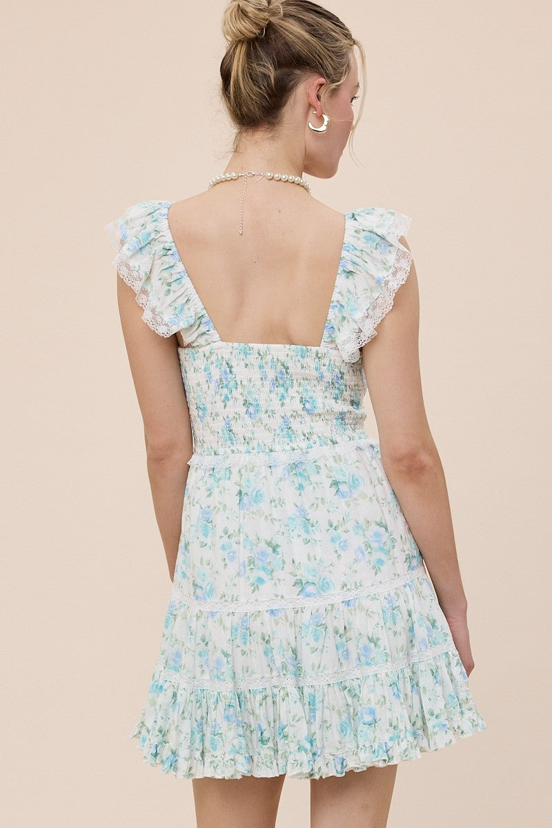 The Darling Vintage Mini Dress (Blueberry Blossom)