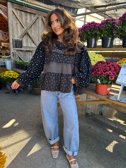 The Willow Balloon Sleeve Top (chocolate)