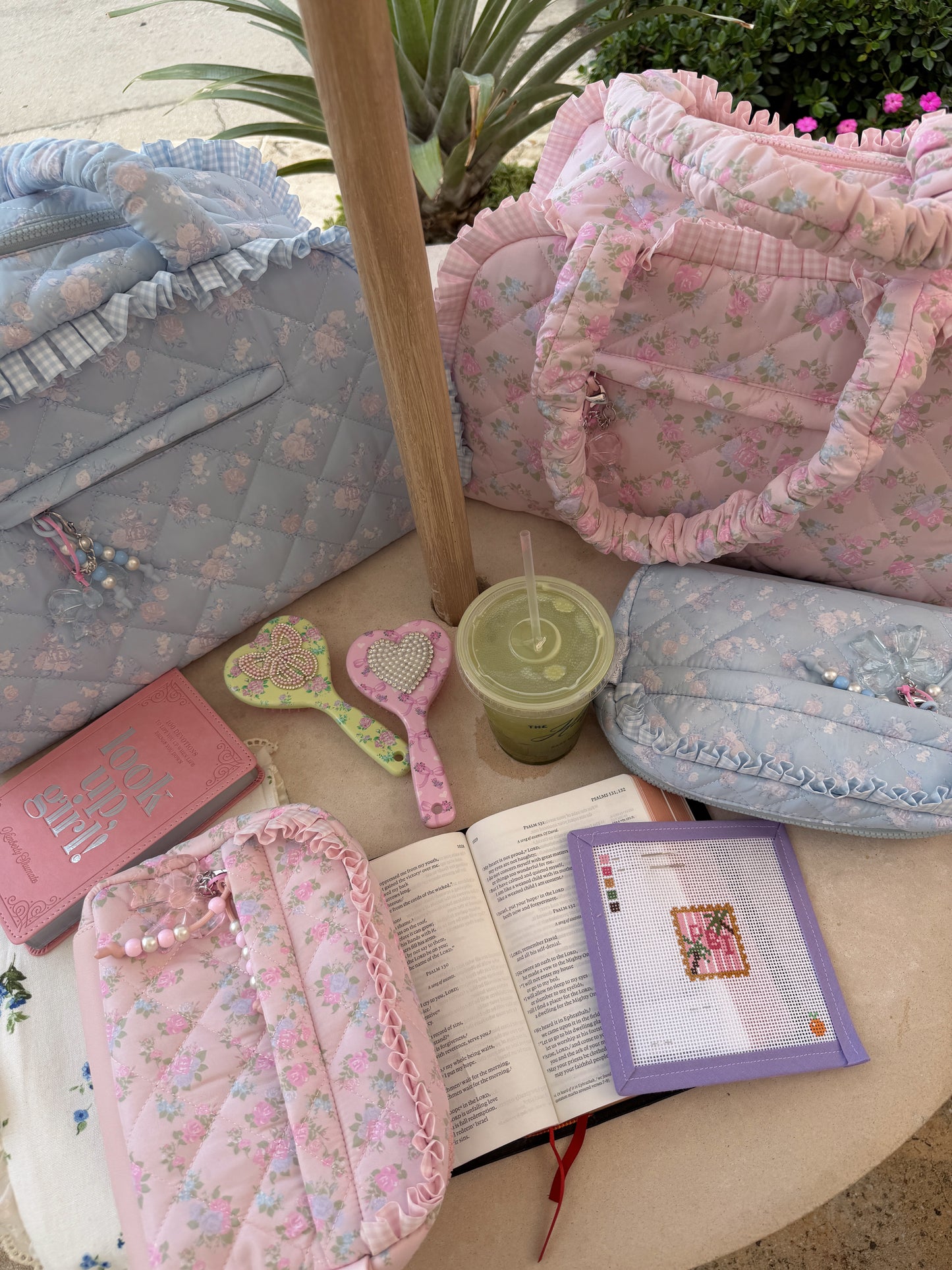 Cotton Candy Vintage Sorbet Floral Bag (Sky Blue) Restock