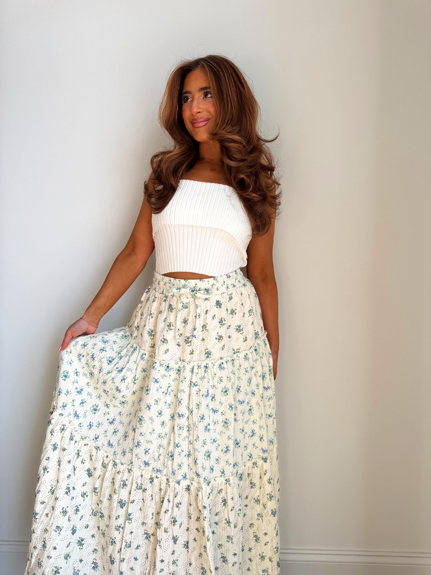 Mamma Mia Floral Midi Gauze 100% Cotton Skirt