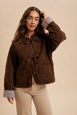 Cocoa Gingham Ruffle Collar One Piece main image 1