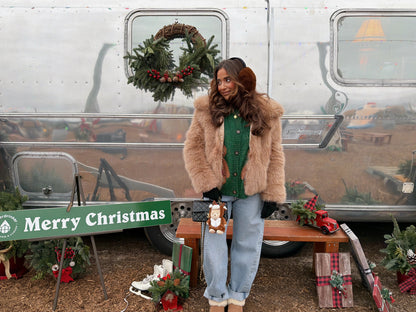 Snow Ski Lodge Faux Fur Jacket (mocha)