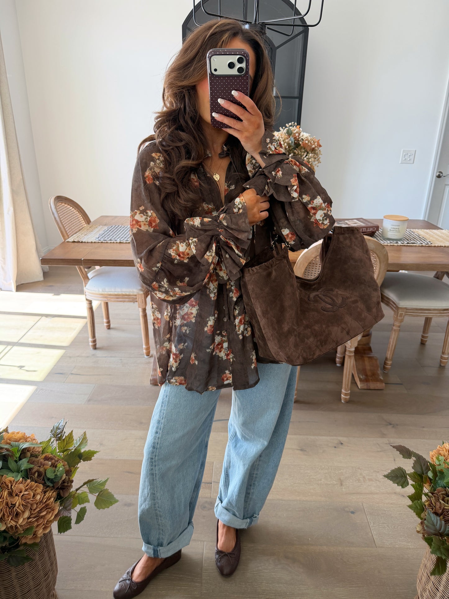 Wildflower Cottage Bloom Blouse (Brown) RESTOCK