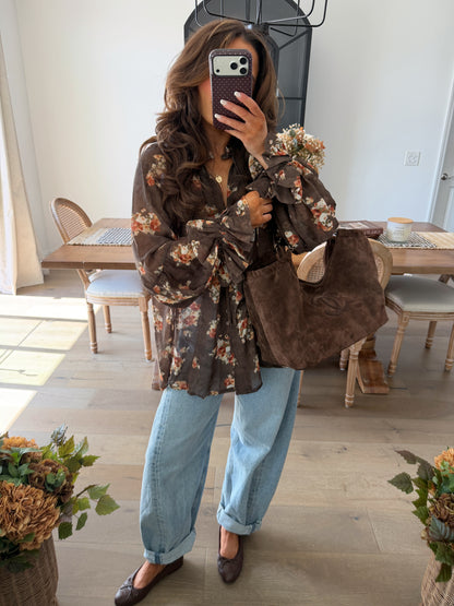 Wildflower Cottage Bloom Blouse (Brown) RESTOCK