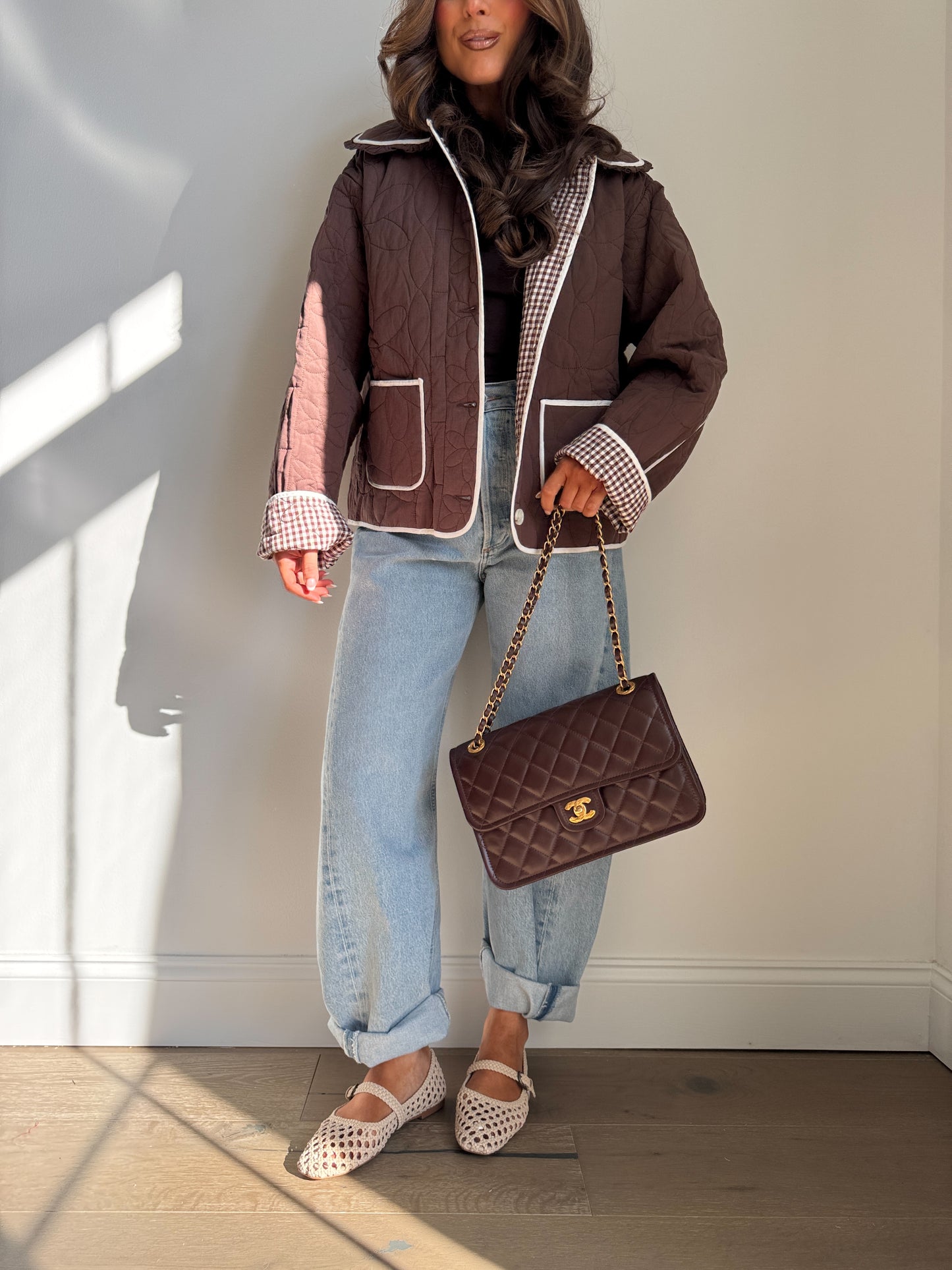 Cocoa Gingham Darling Jacket