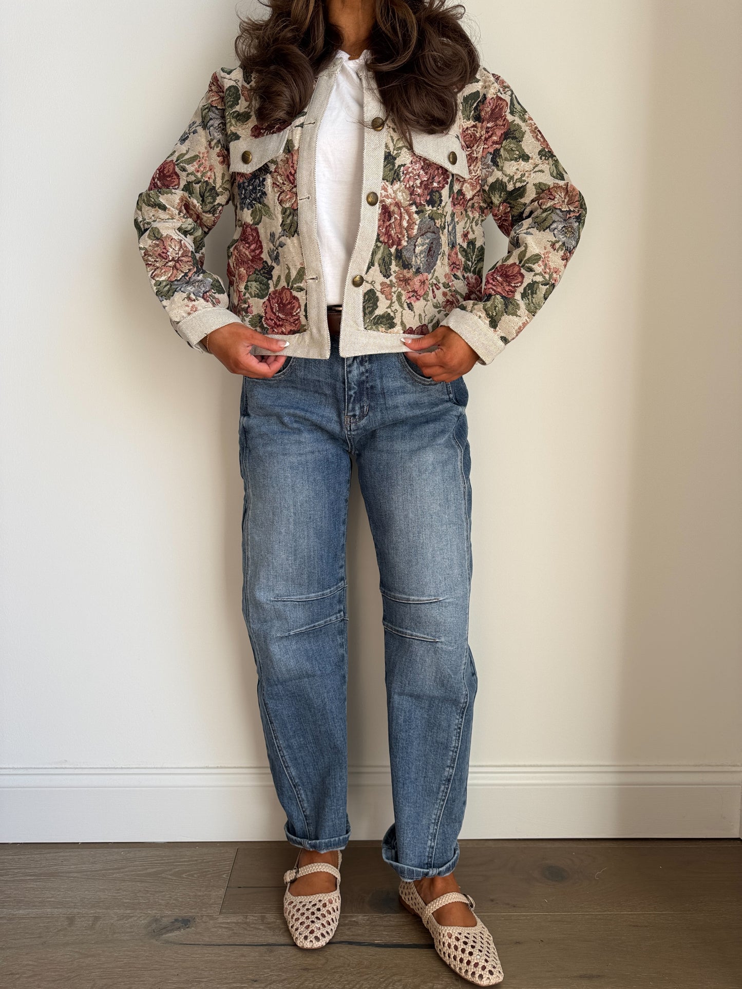 Porcelain Bloom Barrel Jeans