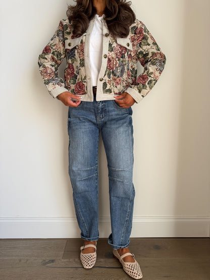 Porcelain Bloom Barrel Jeans
