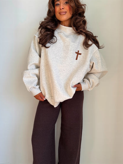 Jesus Saves/ Cross Mocha Reversible Mockneck