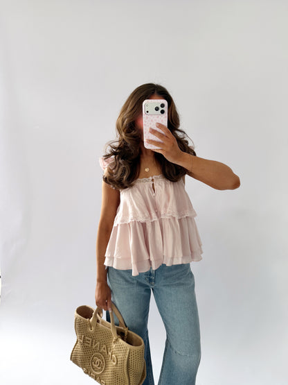 Ruffled Vintage Top (Ballet Pink)