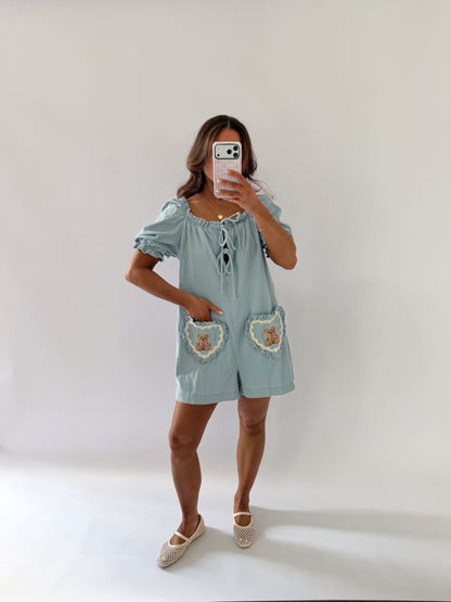 Denim Teddy Bear Romper🧸