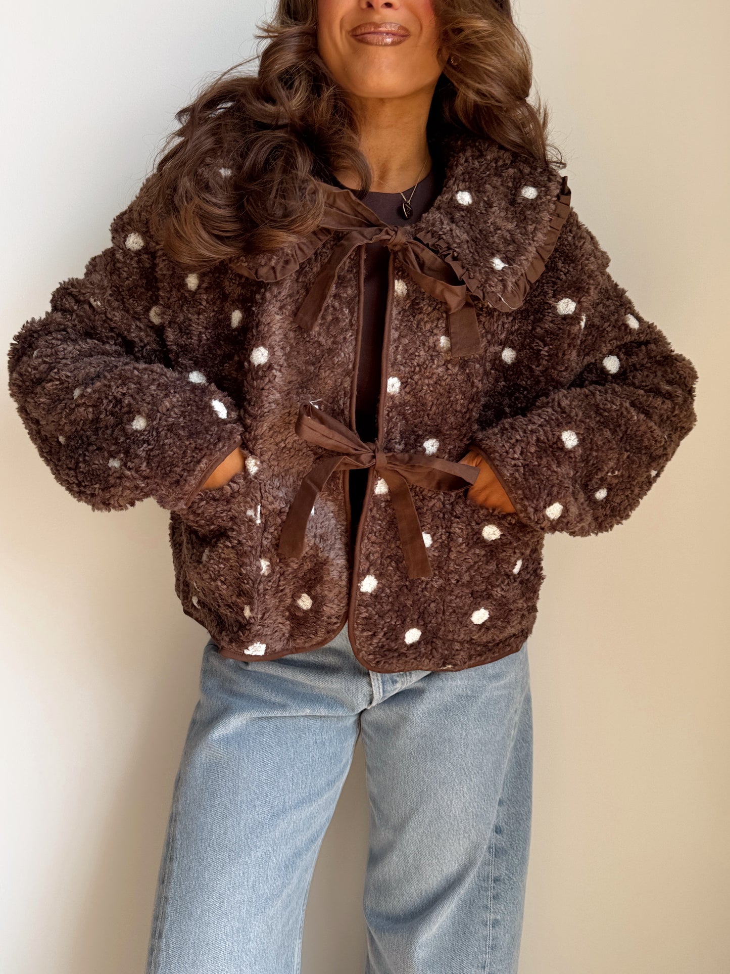 Crème Brûlée Sherpa Jacket (Chocolate) PRE ORDER NOVEMBER
