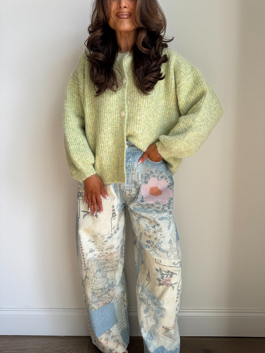 Mocha Cozy Cardigan (Lime)