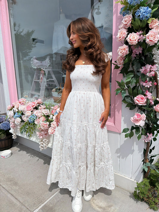 Dainty Darlin Floral Rose Midi 100% cotton dress