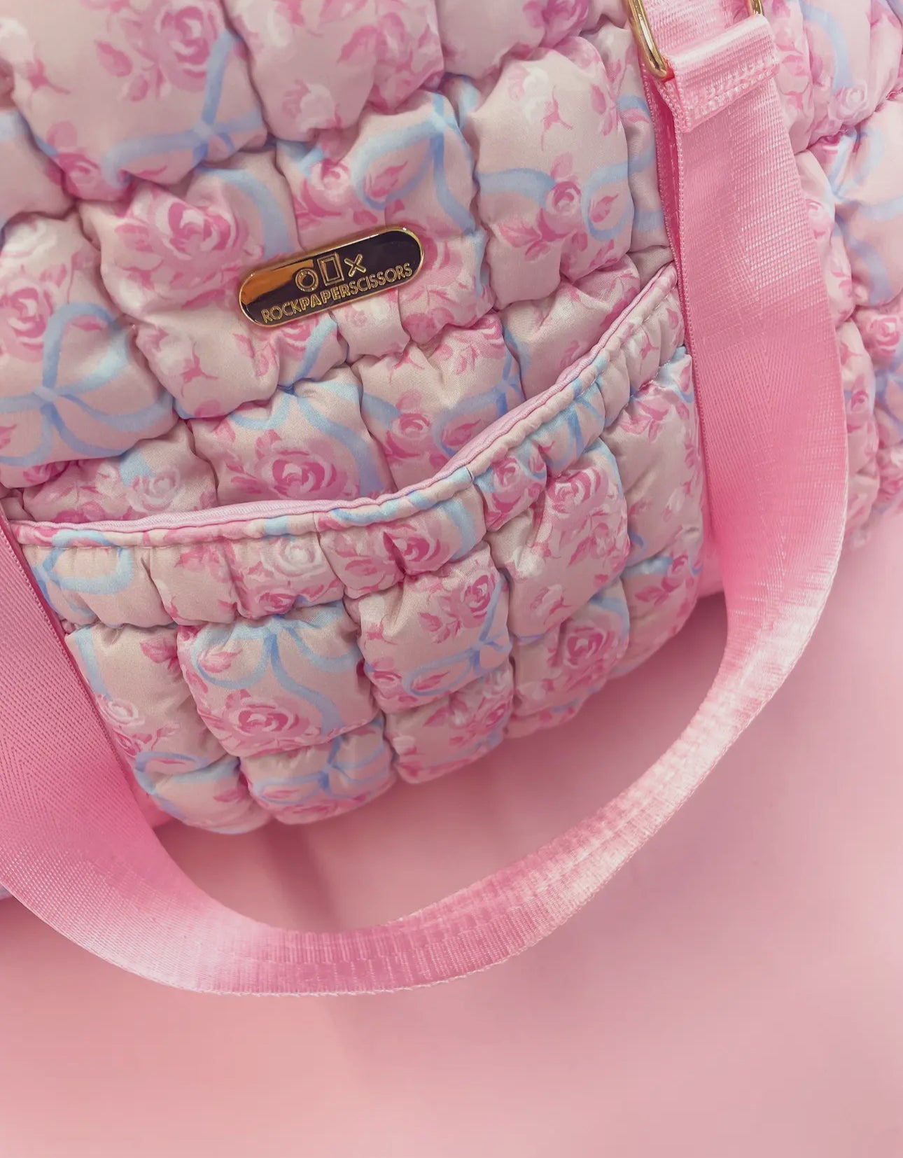 Ever After Floral & Bow Pink Duffle ( Pre- Order 2/28)