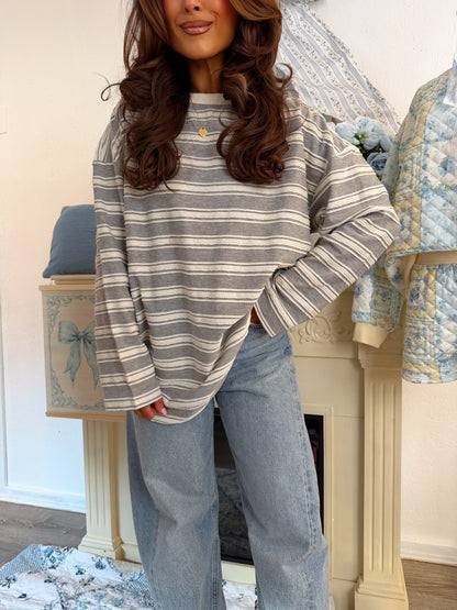 Ice Crystal Striped Rugby Grey (can’t restock)