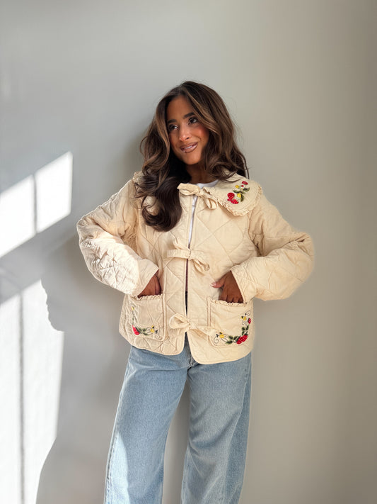 Darling Strawberries Farm Quilted Jacket