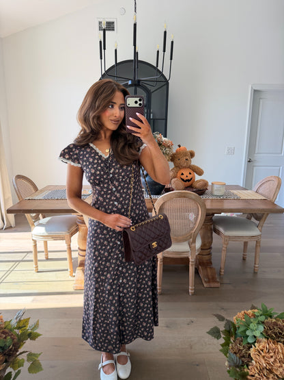 Antique Mocha Rose Midi Dress