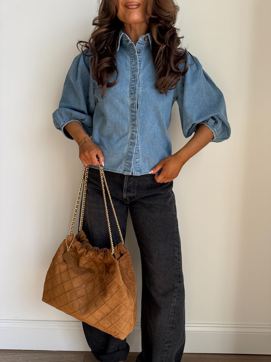 Denim Puff Sleeve Top