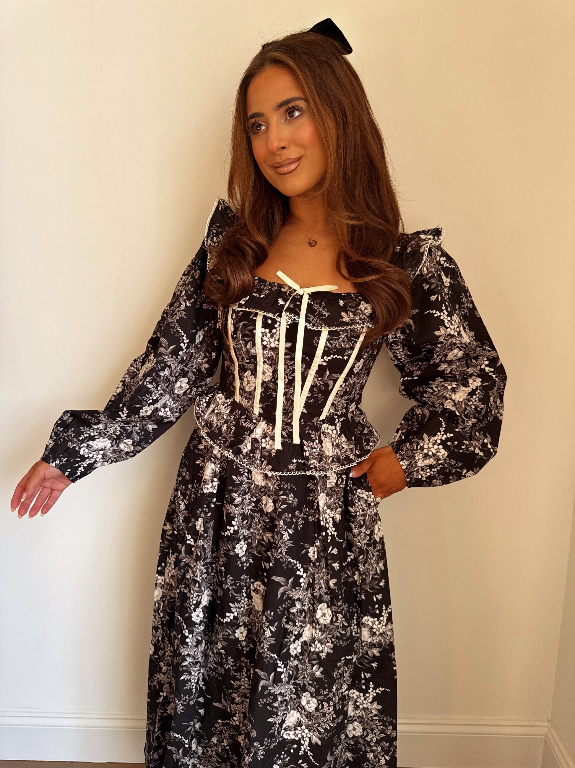 Christmas Rose Midi Dress (Black) Yourdarlingstyle Christmas Rose Midi Dress (Black) Yourdarlingstyle